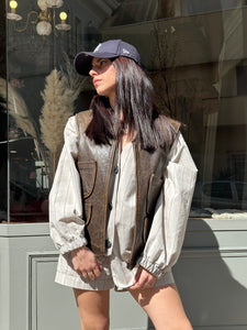 Gilet squadrato pelle