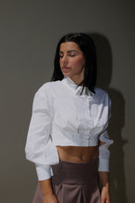 Carica l&#39;immagine nel visualizzatore di Gallery, Camicia crop white
