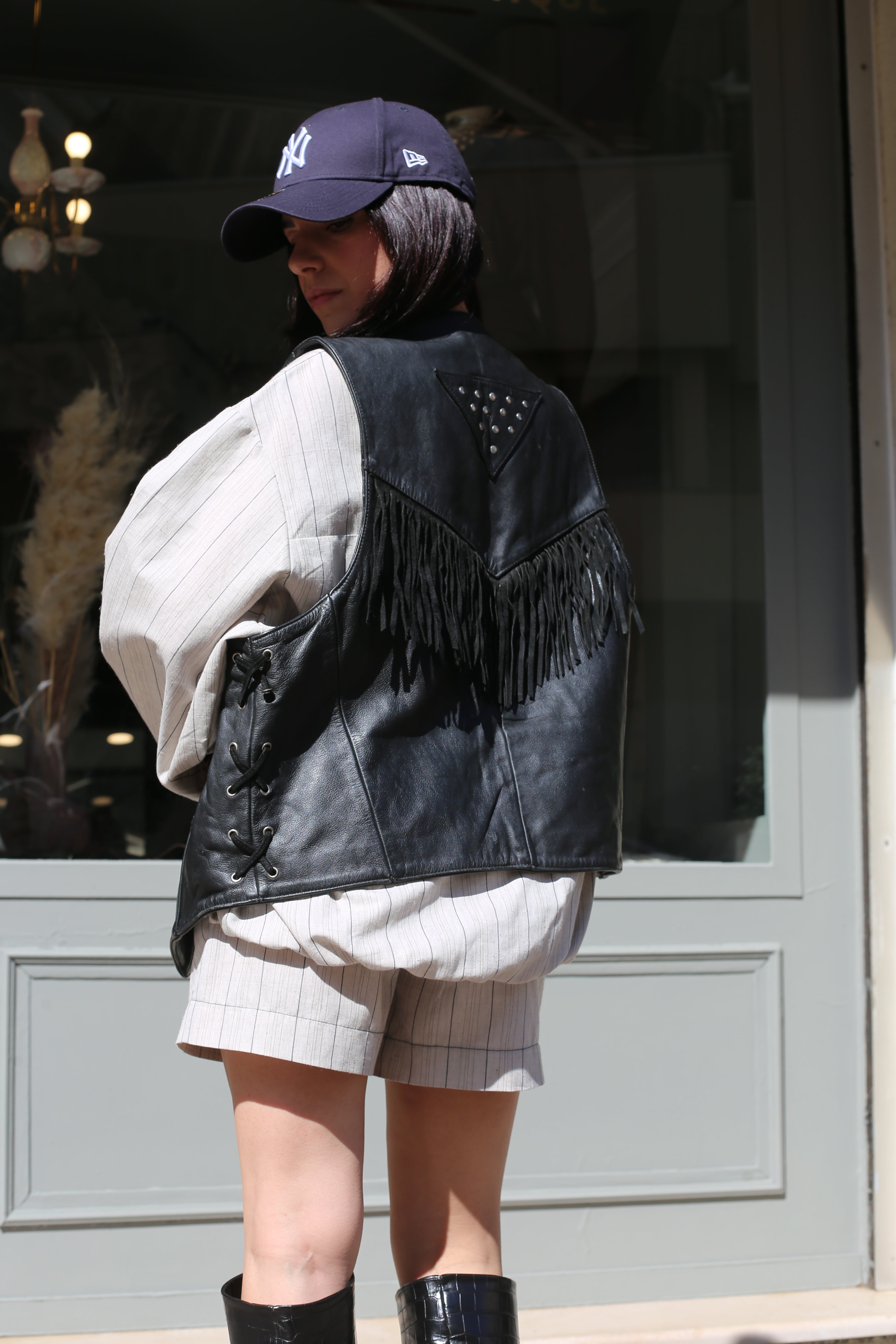 Gilet motociclista pelle frange
