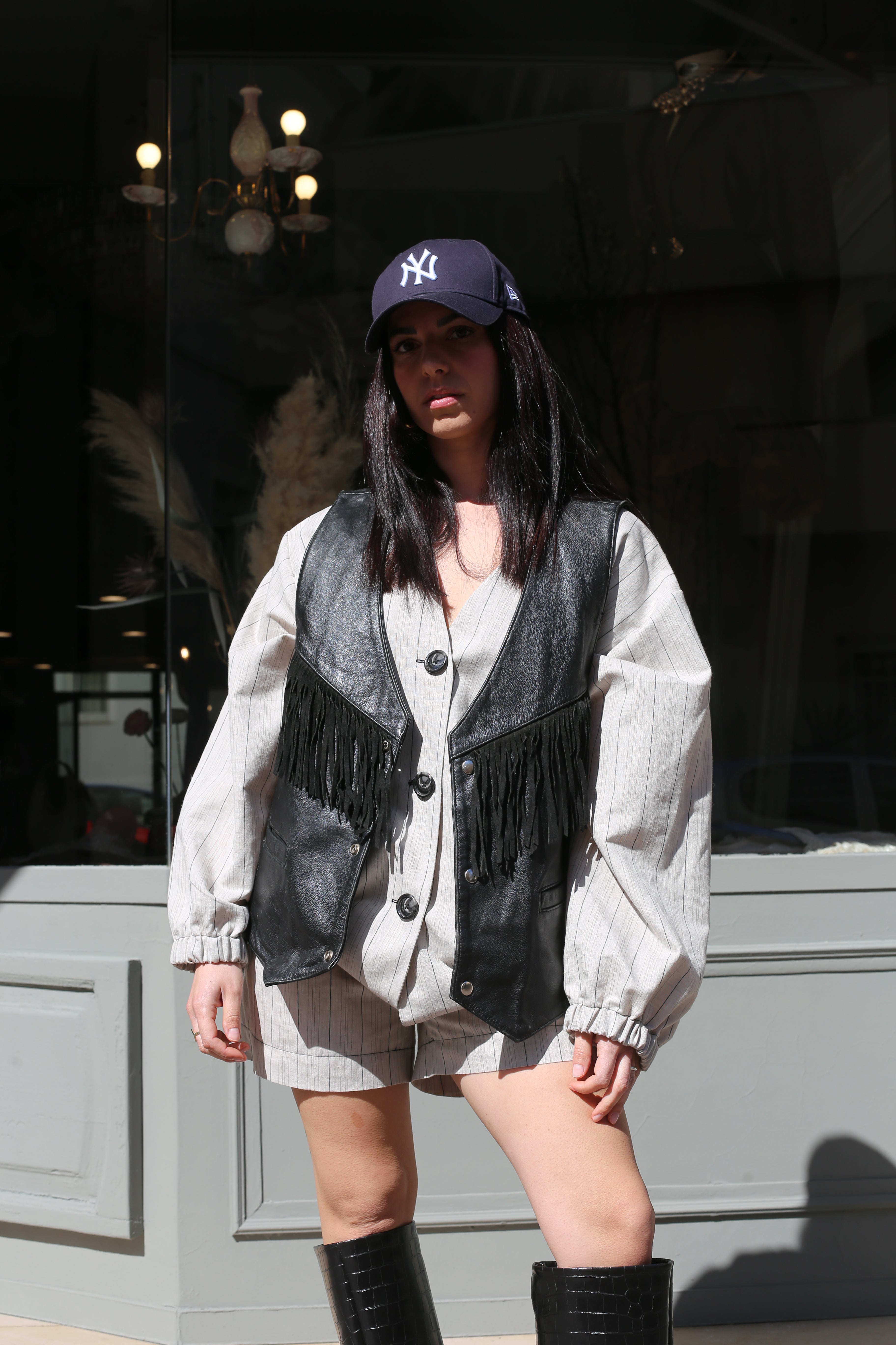 Gilet motociclista pelle frange