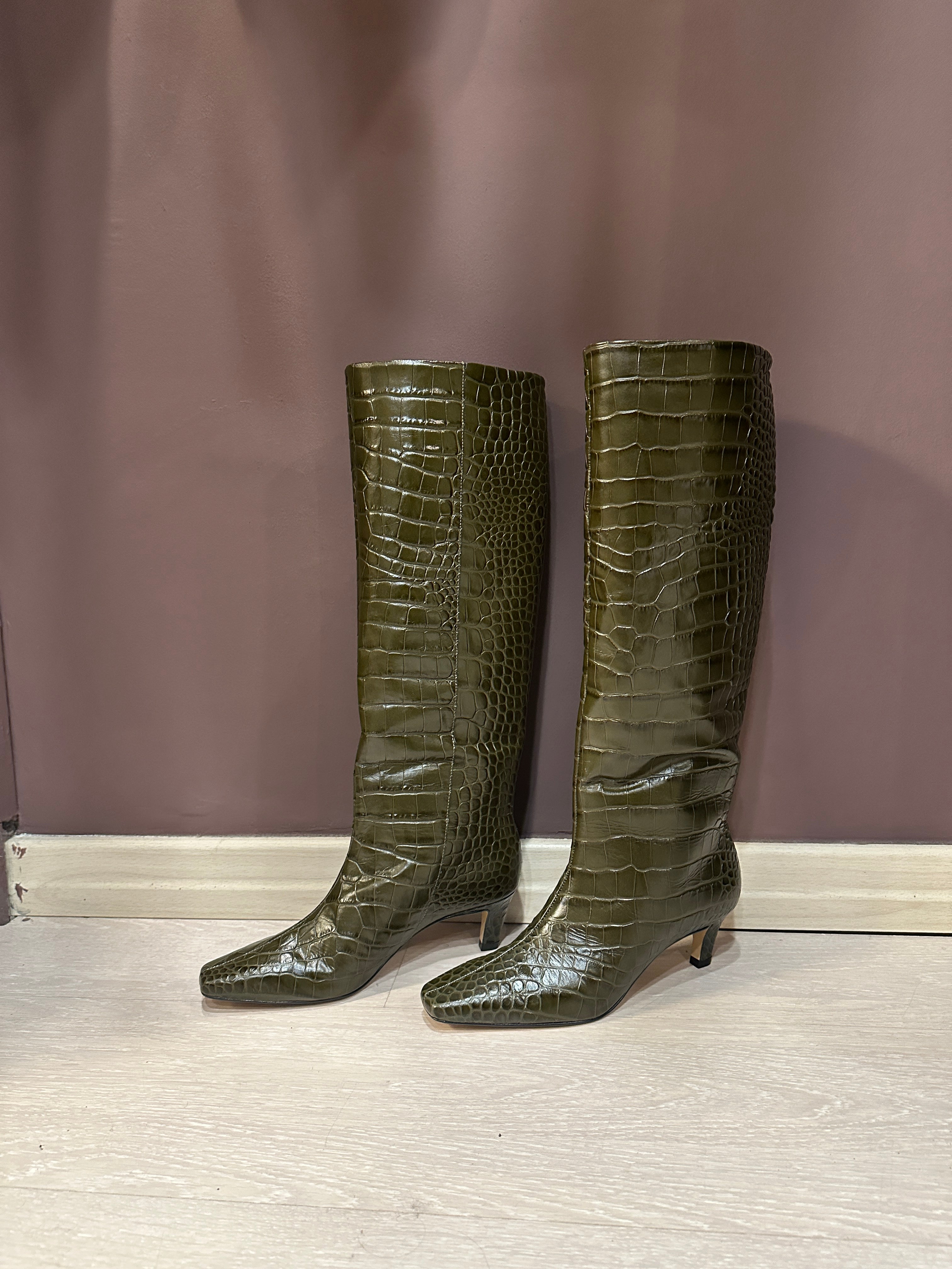 Stivale in pelle stampa cocco