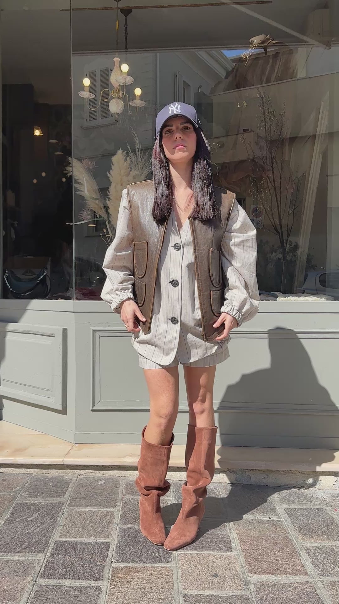 Gilet squadrato pelle