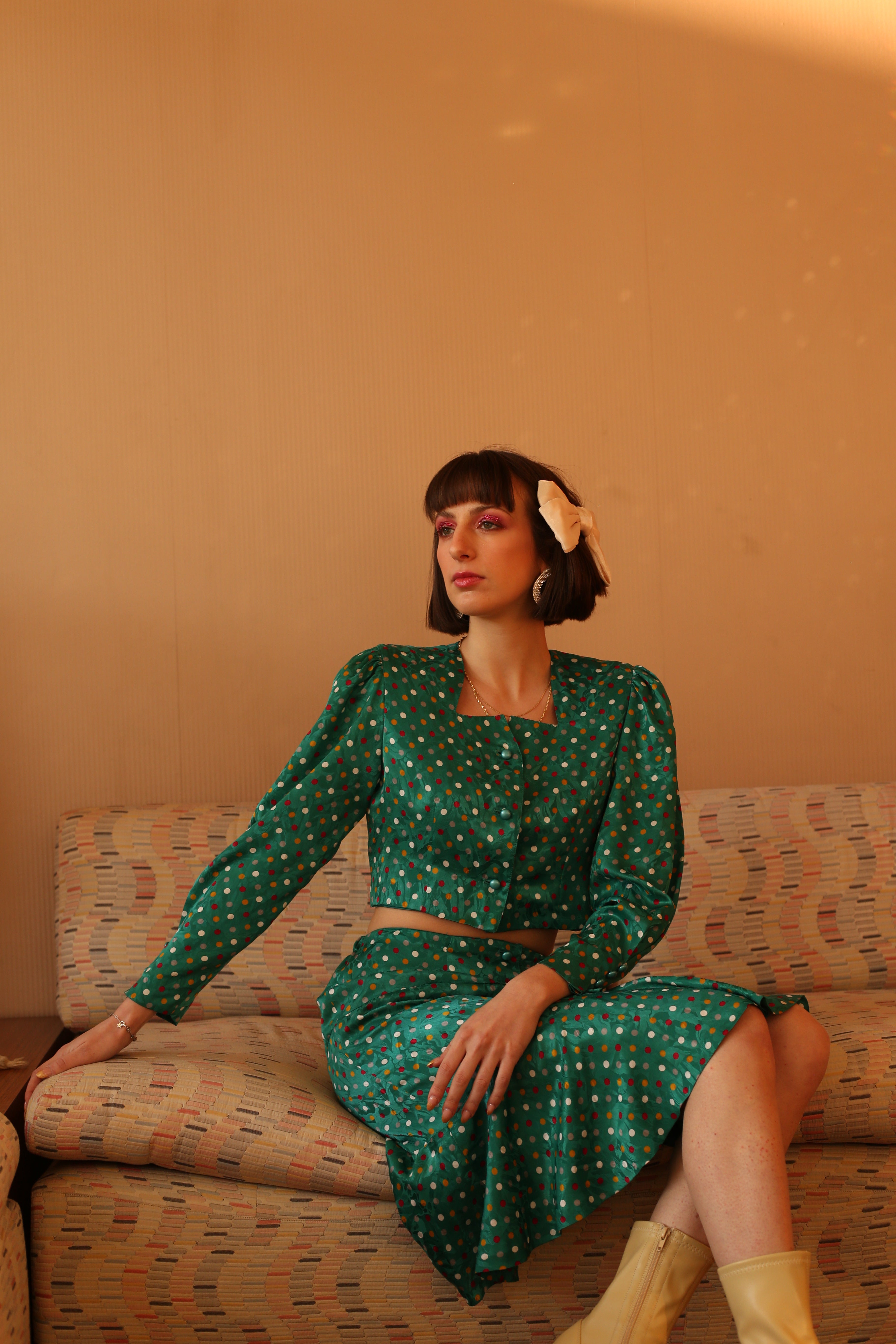Crop Top satin upcycled vintage
