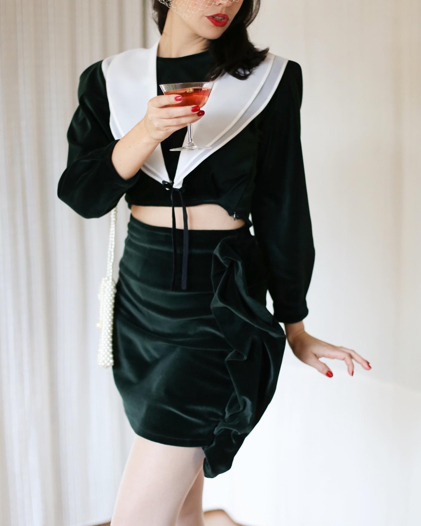 Velvet couture skirt