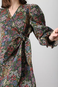 Abito wrap broccato