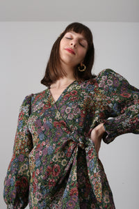 Abito wrap broccato